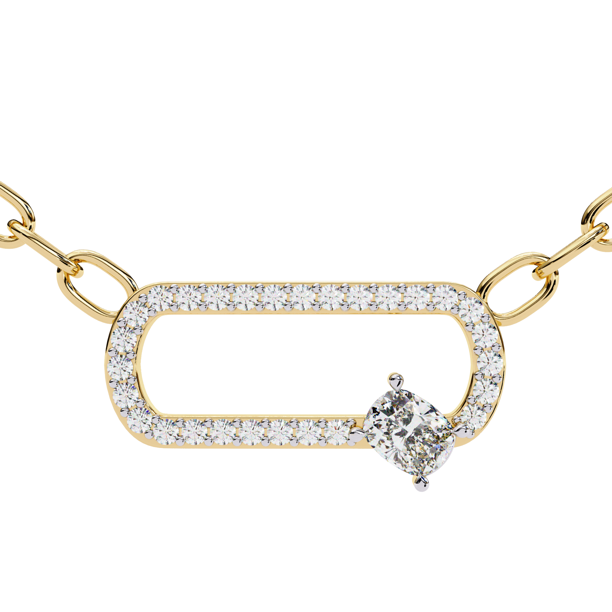 Solitairekart 0.36ct Natural Diamond Geometric Link Pendant-HI Color, VS-SI Clarity